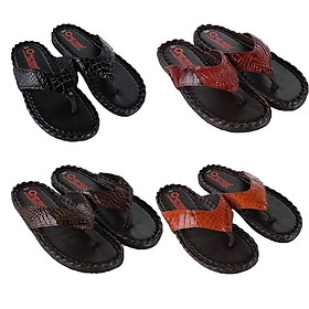 Dép nam Huy Hoàng da cá sấu kiểu đan màu đen, nâu đất, vàng bò, nâu đỏ HT7229-30-31-32