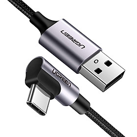Cáp USB-A sang Type C đầu vuông 90 độ 1M màu Đen Ugreen UC50941US284 Hàng chính hãng