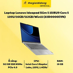 Mua Laptop Lenovo Ideapad Slim 5 15IRU9 Core 5 120U/16GB/512GB/Win11 (83D0000EVN) - Hàng Chính Hãng