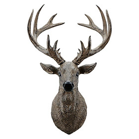 Deer Head Statue Sculpture Figurines Wall Mount Bust Ornament for Office Bedroom