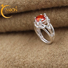 Nhẫn đính đá CZ đỏ cam (N0028) - MOON Jewelry