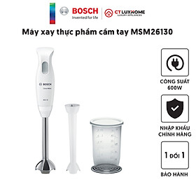 Máy xay thực phẩm cầm tay Bosch MSM26130 600W, 220V, 50/60Hz, Kèm chân cắt mỏng SlimFoot [Hàng chính hãng]