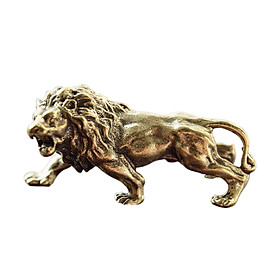 Lion Statue Brass Animal Statue Animal Figurine for Tabletop Bar Living Room