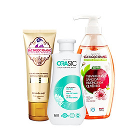 Combo 1 Sữa tắm Sắc Ngọc Khang 520g - 1 Sữa rửa mặt Sắc Ngọc Khang 50g - 1 Dung dịch vệ sinh Orasic Sắc Ngọc Khang 200ml