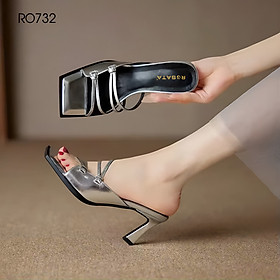 Dép nữ quai ngang, gót nhọn ROSATA RO732 - 7p - Đen, Bạc - BKSTORE