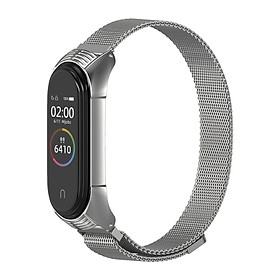 Dây thay thế cho Xiaomi Miband 5 Mijobs kim loại nhuyễn TF, Nam Châm - Hàng Nhập Khẩu - Bạc