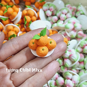 Mô hình dĩa cam, dĩa bánh bao bới tiên vì như thế khu đất sét Nhật, mâm cúng bàn thờ cúng Thần Tài Thổ Địa mini