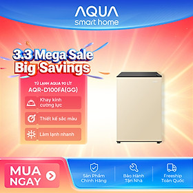 [SẢN PHẨM MỚI 2025] Tủ lạnh Aqua 90 lít AQR-D100FA(GG) - Màu be - Freeship toàn quốc - Có hỗ trợ đổi sang hồng - Hàng chính hãng