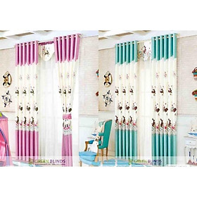 Mua Rèm cửa sổ cửa chính đẹp- Sẳn khoen- cắt chiều cao miễn phí hình con Thỏ hồng và xanh