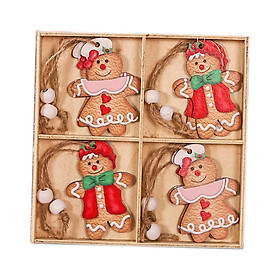 12 Pieces Christmas Wooden Hanging Ornaments Craft Embellishments Cutouts Christmas Pendant for Gift Tag Door Window