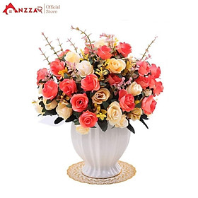 Mua Bình hoa trang trí cao cấp Anzzar cắm sẵn cao 35cm  bình hoa Decor sang trọng phong cách Châu Âu