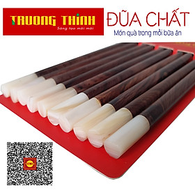Mua Đũa Gỗ Trắc Vân Đầu Gắn Ngọc Trắng Cao Cấp Trường Thịnh Chính Hãng/Đặc Biệt / Hộp Màu Đỏ/ 10 Đôi Tròn