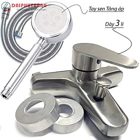 Bộ Vòi Sen Tắm Nóng Lạnh KZ-SV02TD Inox SUS304 - Đủ bộ gồm củ sen, tay sen, dây và gác sen