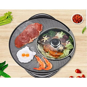 Mua Nồi lẩu nướng chống dính đa năng 2 in 1 đa năng tặng kèm dụng cụ lót nồi  rửa bát silicol tiện lợi