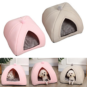 Plush Cave Pet Bed Dog Tent Hut Cozy Removable Washable Pad Cat Warm House for Kitten Sleeping Rabbit+Plush Cave Pet Bed Dog Tent Hut Cozy Removable W