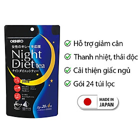 Trà đốt mỡ và kiểm soát cân nặng Night Diet Tea Orihiro Nhật Bản thải độc cơ thể, cải thiện chất lượng giấc ngủ gói 24 túi lọc JN-OR-NI01