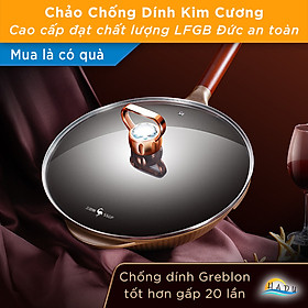 Chảo Chống Dính Sâu Lòng 32cm Bếp Từ Có Nắp Kim Cương Cao Cấp Đạt Chất Lượng LFGB Đức SSGP