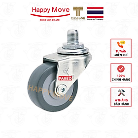 Bánh xe đẩy cao su xám tải nhẹ cọc vít xoay 360 độ - 50-65-75mm - Happy Move Thái Lan