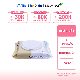 Khăn ướt đa năng KLEANNARA 5 tinh chất không mùi (có nắp) - 100 tờ