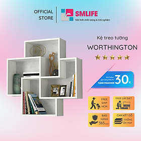 Kệ gỗ treo tường trang trí hiện đại SMLIFE Worthington | Gỗ MDF dày 17mm chống ẩm | D88.5xR20xC88.5cm