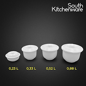 Thố 0.23L, 0.33L, 0.52L, 0.88L kèm nắp Daisy Lys Trắng Ngà sứ tráng men cao cấp Minh Long