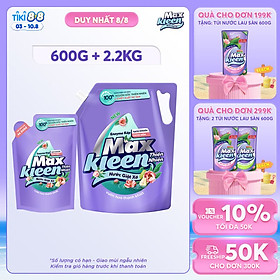 Combo Nước Giặt Xả MaxKleen Thiên Nhiên: 1 túi 2.2kg + 1 túi 600g