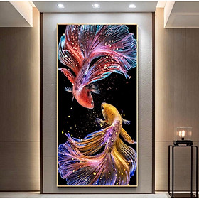 Mua Tranh đính đá Song Ngư Kích thước:50×90cm