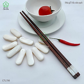 Đũa ăn cơm xuất Hàn gỗ trắc ốp xà cừ 2 cạnh siêu sạch - Bộ 05 đôi