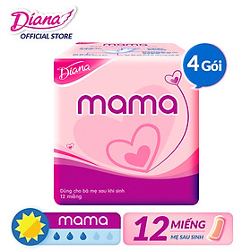 Bộ 4 Gói Băng Vệ Sinh Diana Mama (12 Miếng/Gói)