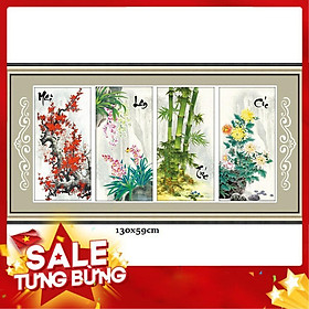 Hình ảnh Tranh thêu chữ thập tứ quý 444975 130x59cm