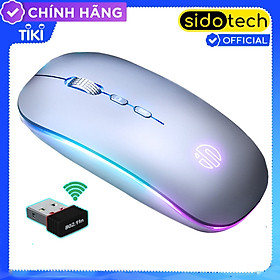 Mua Chuột không dây wireless sạc pin Sidotech M1L bản nâng cấp chuột bluetooth của M1P thiết kế silent tắt tiếng click có LED con lăn kim loại tinh tế dòng chuột  sạc pin 1 lần dùng 2 tháng dùng cho máy tính laptop tivi - Hàng Chính Hãng
