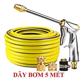 Bộ dây vòi xịt nước rửa xe, tưới cây . tăng áp 3 lần, loại 3m, 5m 206701-2Hđầu đồng, cút đồng,nối đồng + tặng đai