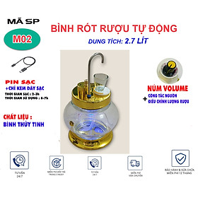 Bình Rót R.ượ.u tự động Thủy Tinh cao Cấp 2.7 lít