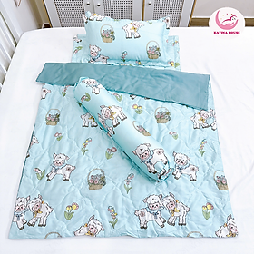 Combo trọn bộ chăn gối nệm cho bé đi học Katina House, vải tencel 60s mát mịn, giúp bé ngủ ngon