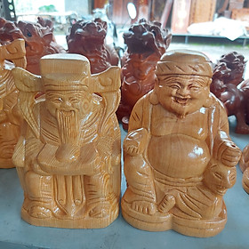 Tượng thần tài thổ địa gỗ pơ mu nguyên khối cao 20cm
