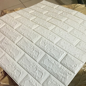 Mua Bộ 5 Tấm Xốp Dán Tường Giả Gạch 3D Màu Trắng 70cmx77cm