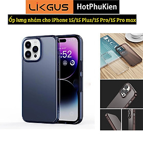 Ốp lưng nhám chống sốc cho iPhone 15 Pro Max, 15 Pro, 15 Plus, iP 15 hiệu Likgus Fosted Transparent chống bẩn và vân tay - Hàng nhập khẩu - Màu xanh - iPhone 15 Pro
