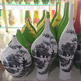 Mua Bộ 3 bình hoa sơn mài gốm sứ Bát Tràng hàng vẽ tay cao cấp