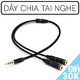 Mua  Gía Rất Rẻ  Dây cáp chia tai nghe có chốt cắm 3.5mm phân tách tín hiệu âm thanh tốt