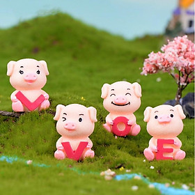 Bộ lợn hồng ôm chữ LOVE dễ thương cho các bạn trang trí tiểu cảnh, terrarium, DIY