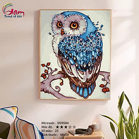 Mua Tranh tự tô màu sơn dầu số hóa trang trí hiện đại Mã DV0584 Tranh động vật cú mèo