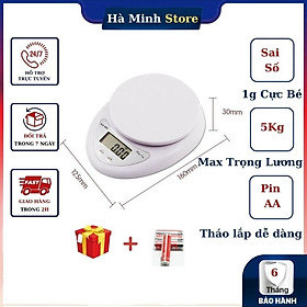 Cân Tiểu Ly Điện Tử Nhà Bếp 5Kg, Cân tiểu li, Cân Tiểu Ly Mini, Cân tiểu ly làm bánh, Cân Gia Vị, Hà Minh Store