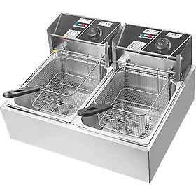 Bếp Chiên Nhúng Đôi : 6 Lít * 2 Bồn. Công Suất 2500 W * 2. Chất Liệu Inox 304 Chống Nhiệt.