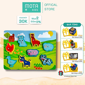 [M92-890CONVAT - Mota Montessori] Đồ chơi cho bé Bảng gỗ câu các loài động vật nam châm - Hàng chính hãng