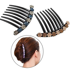 2pcs Rhinestones Hair Comb Clip Updo Bun Maker Bridal Hair Styling Tools