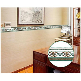 Mua Len dán viền tường mẫu hoa văn xanh (10cm x 10m)