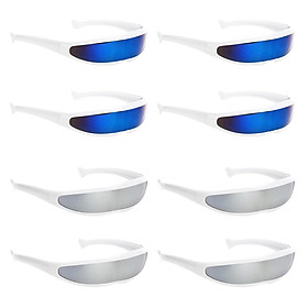 8pcs Novelty Futuristic  Narrow Mirrored Visor Sunglasses Party Props