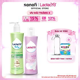 Bộ Dung Dịch Vệ Sinh Phụ Nữ Lactacyd Soft & Silky Dưỡng Ẩm 250ml + Sữa Tắm Gội Trẻ em Lactacyd Baby Extra Milky 500ml