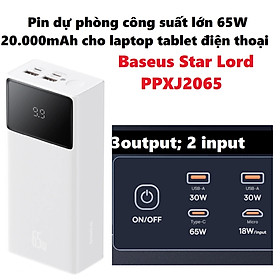 Mua Pin dự phòng sạc nhanh 65W dung lượng 20.000mA cho laptop máy tính bảng Baseus Star lord PPXJ2065 _ hàng chính hãng