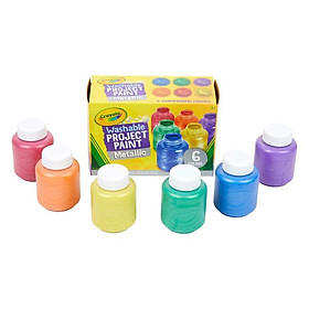 Bộ 6 Màu Nhũ Nước 59 ml - Washable Project Metallic - Dễ Tẩy Rửa - Crayola 545000